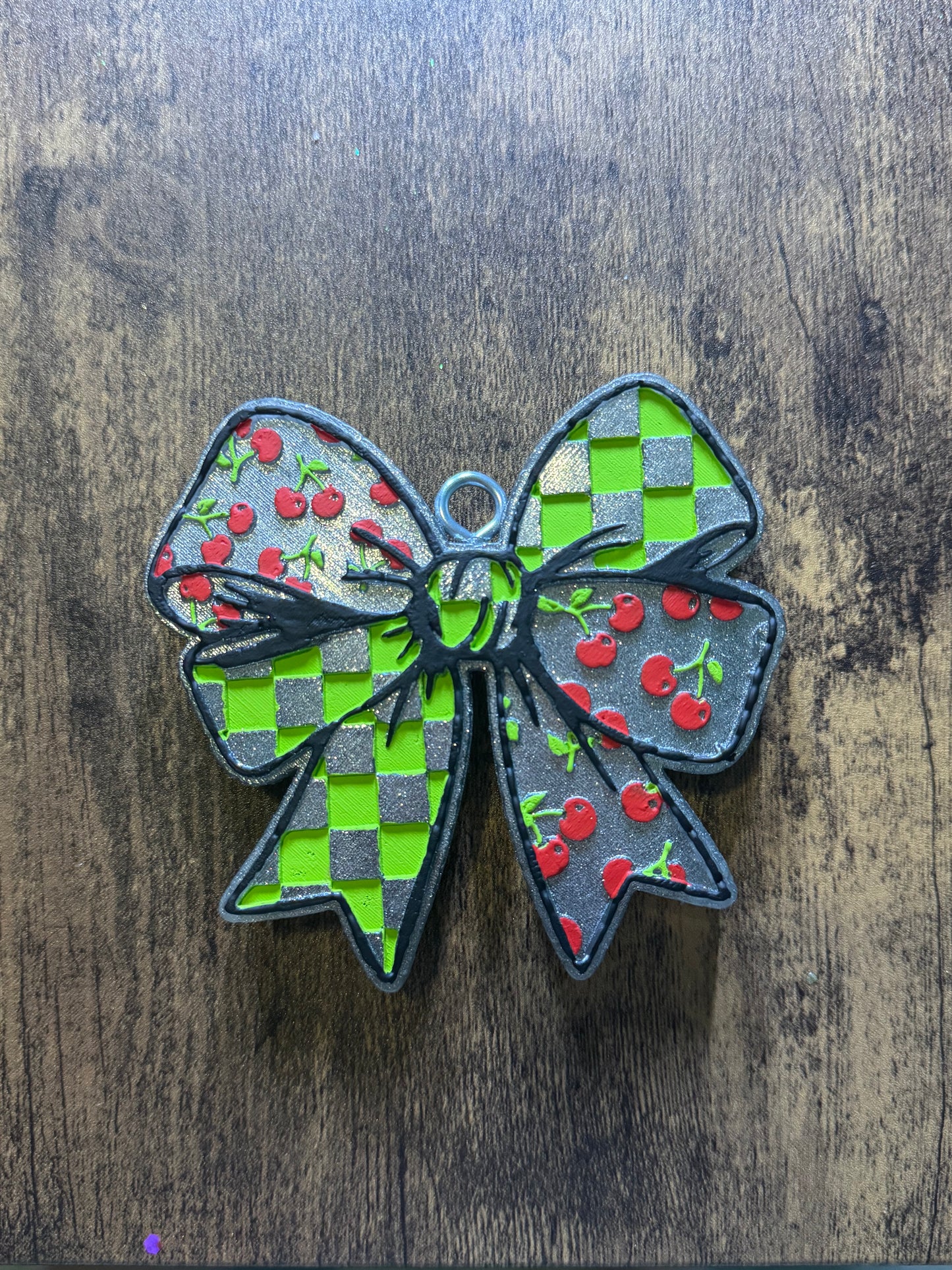 Checkered cherry bow